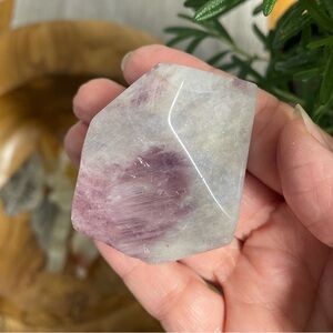 Blue and lavender rose quartz free form gem geometric